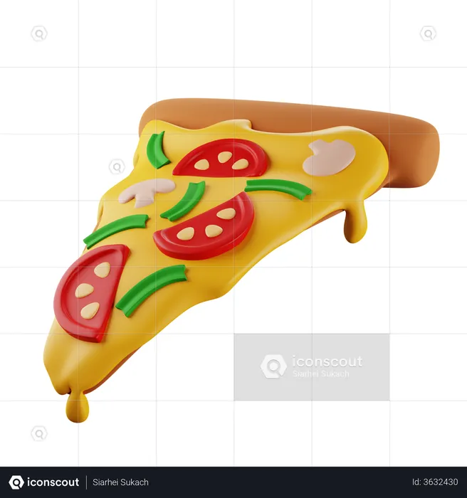 Slice Of Pizza With Mushrooms  3D Illustration