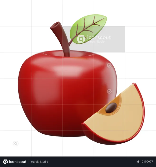 Slice Of Red Apple  3D Icon