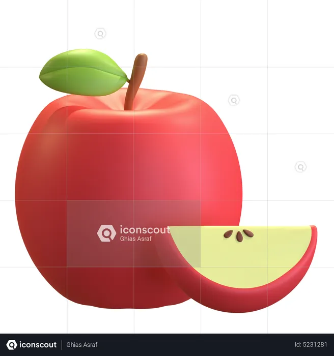 Slice Of Red Apple  3D Icon