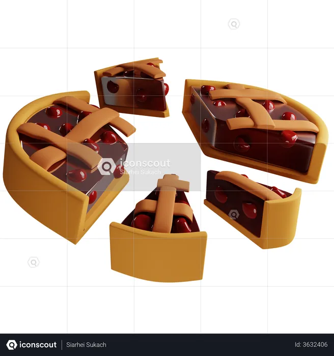 Sliced cherry pie  3D Illustration