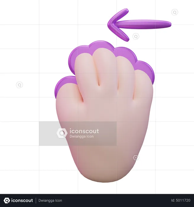 Slide Left Five Finger Hand Gesture  3D Icon