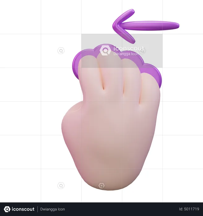Slide Left Four Finger Hand Gesture  3D Icon