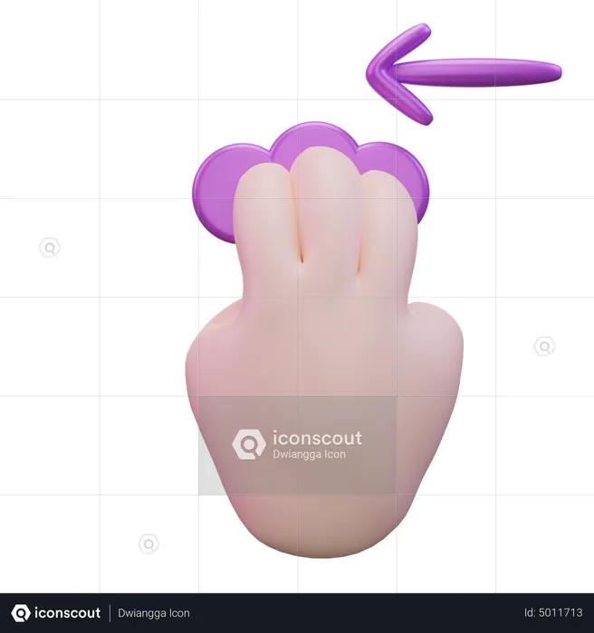 Slide Left Three Finger Hand Gesture  3D Icon