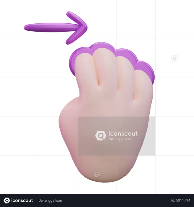 Slide Right Four Finger Hand Gesture  3D Icon