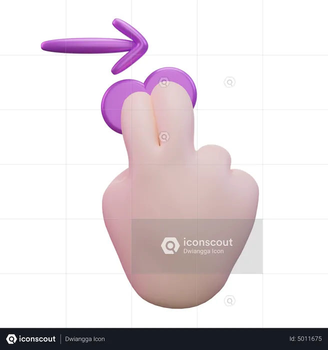 Slide Right Two Finger Hand Gesture  3D Icon