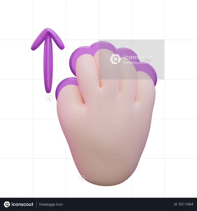 Slide Up Five Finger Hand Gesture  3D Icon