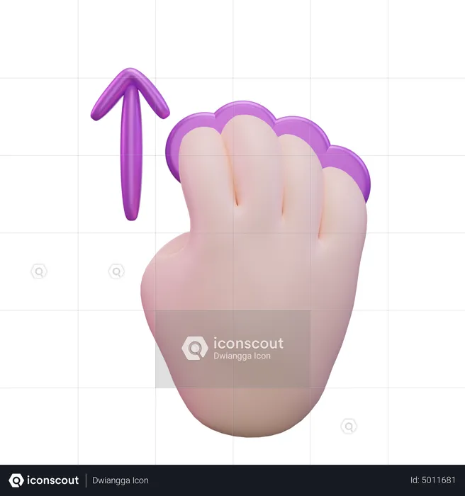 Slide Up Four Finger Hand Gesture  3D Icon