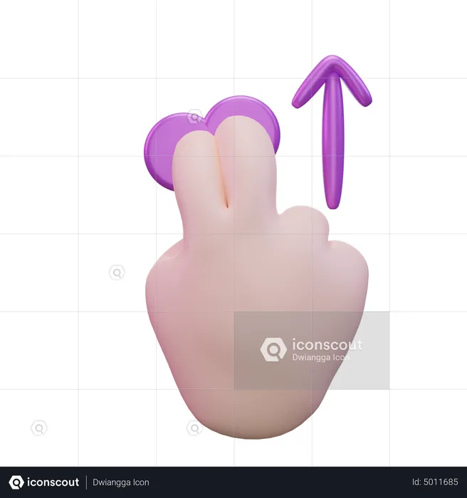 Slide Up Two Finger Hand Gesture  3D Icon
