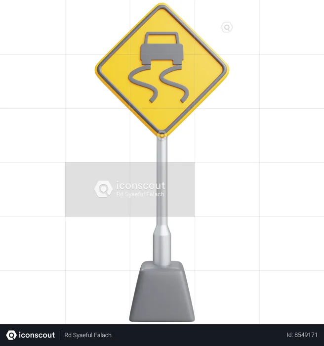 Slippery Road  3D Icon