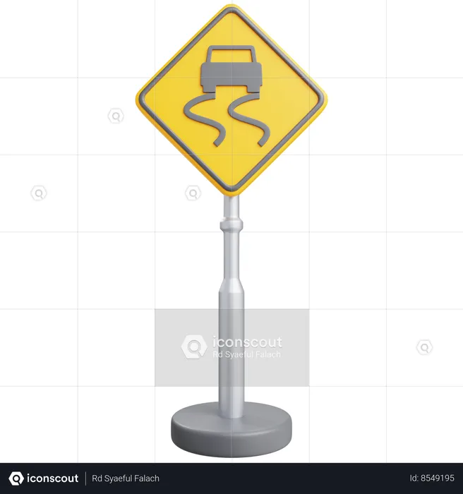 Slippery When Wet Sign  3D Icon