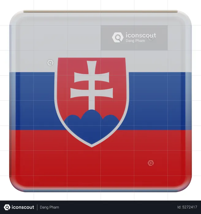 Slovakia Square Flag Flag 3D Icon