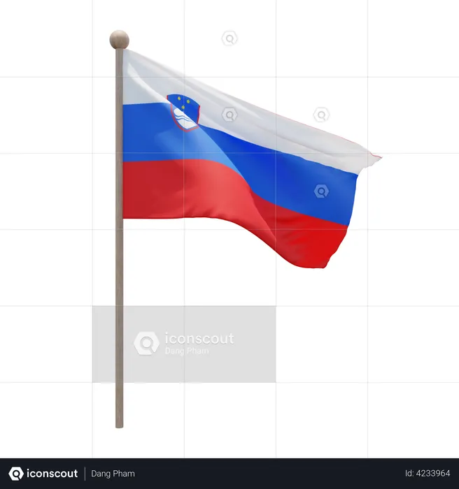 Slovenia Flag Pole  3D Flag