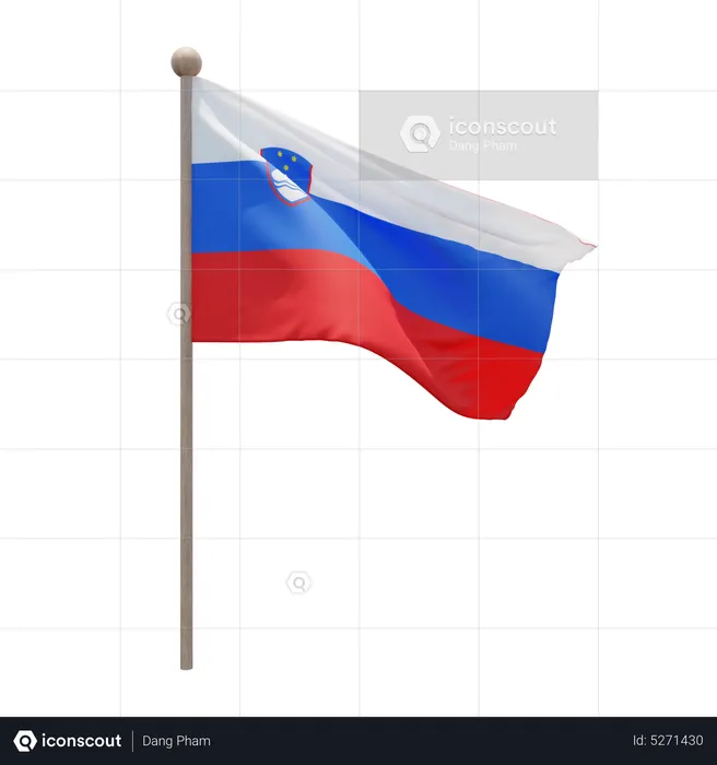 Slovenia Flagpole Flag 3D Icon