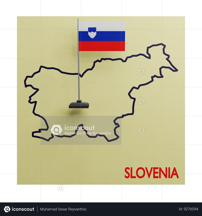 Slovenia Map Flag 3D Icon