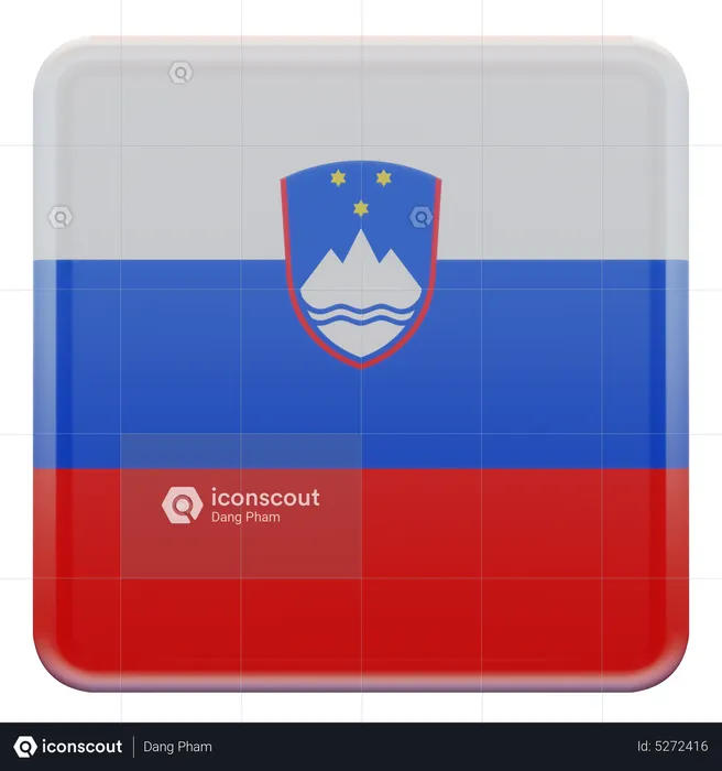 Slovenia Square Flag Flag 3D Icon