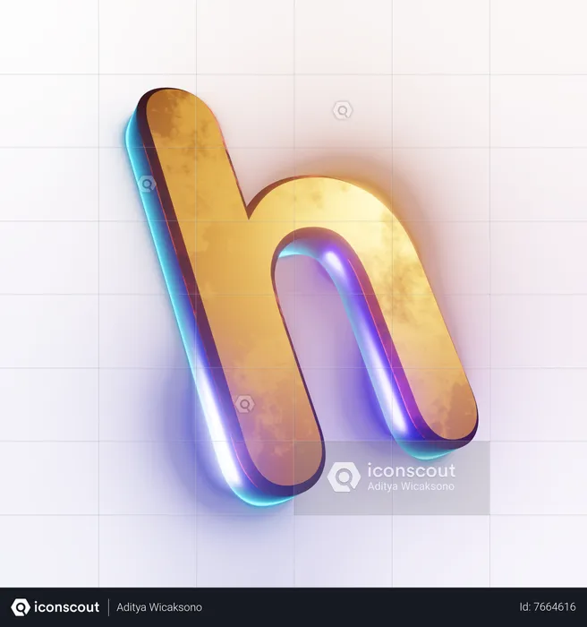 Small letter 'h' text effect  3D Icon
