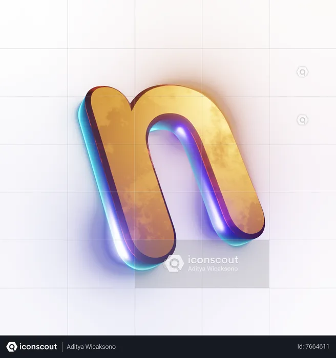 Small letter 'n' text effect 3D Icon download in PNG, OBJ or Blend format