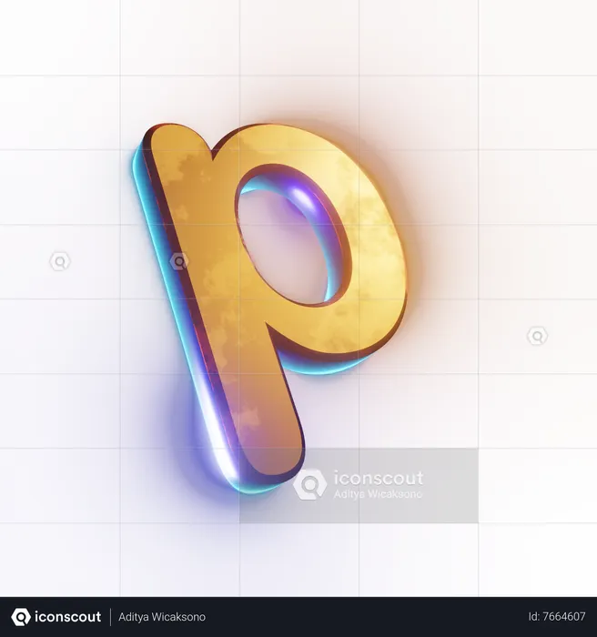Small letter 'p' text effect 3D Icon download in PNG, OBJ or Blend format