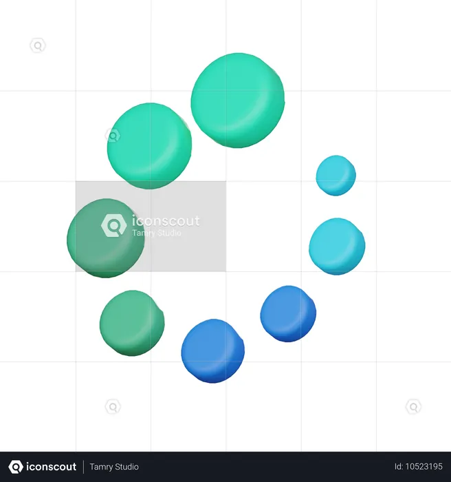 Small to large Dots Loading  3D Icon
