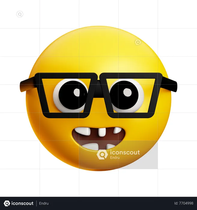 Smart Boy With Cavities Wearing Glasses Emoji 3D Icon