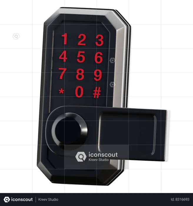 Smart Door Lock  3D Icon