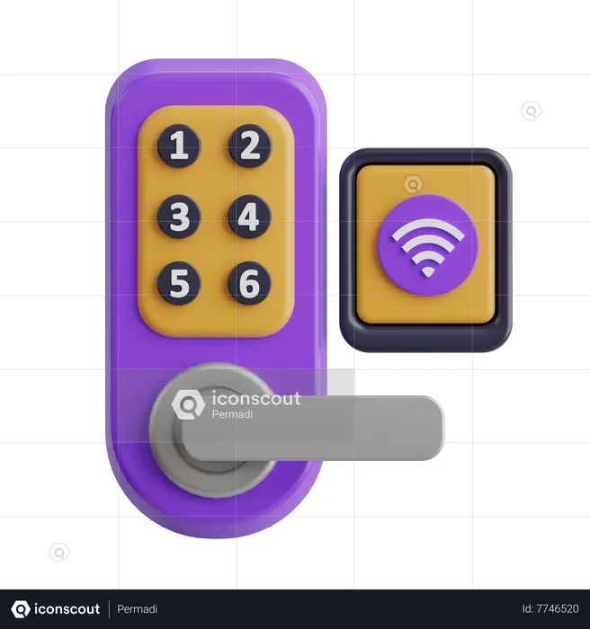 Smart Door Lock  3D Icon