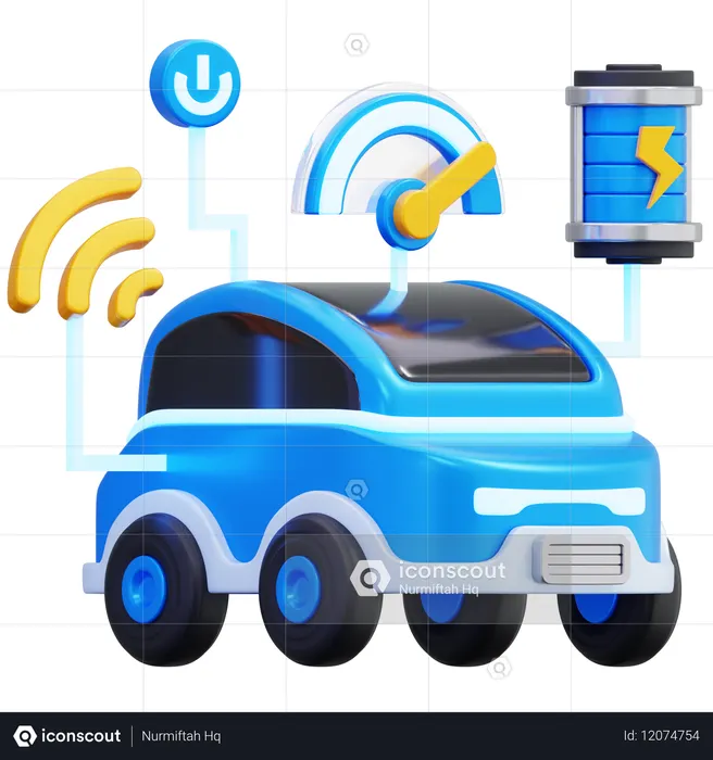 スマート電気自動車の機能  3D Icon