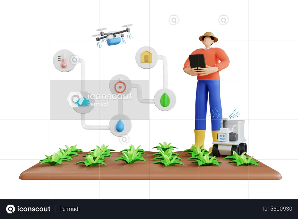 Smart farm application  3D Illustration