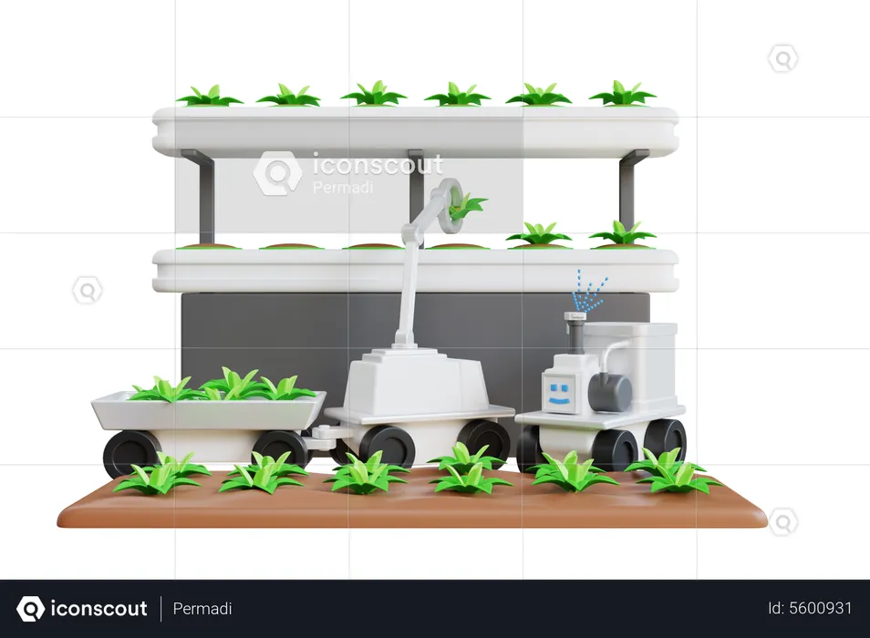 Smart farming using automatic cultivator system  3D Illustration
