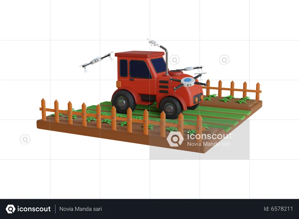 Smart Farming Vehicle  3D Illustration