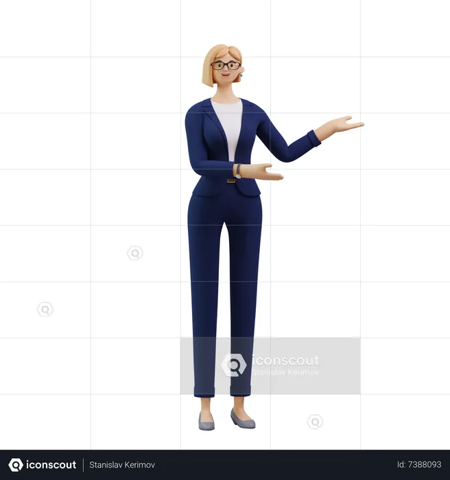 Smart Girl Presenting something  3D Illustration
