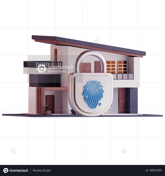 Smart Home Security Lock  3D Icon