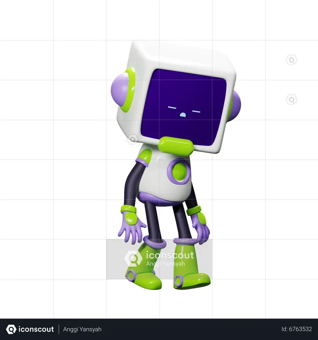 Smart Robot Lazy  3D Icon
