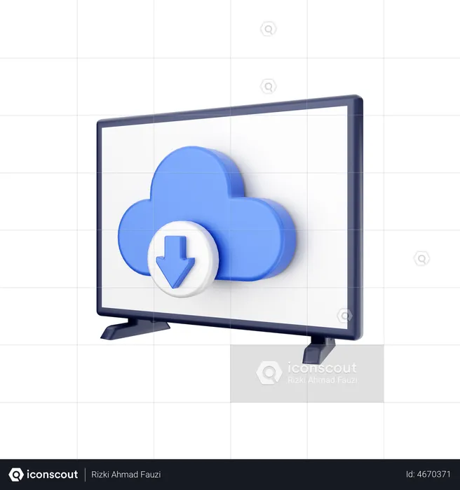 Smart Tv Cloud Download  3D Illustration