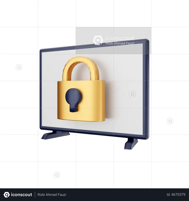 Smart Tv Lock Screen  3D Illustration