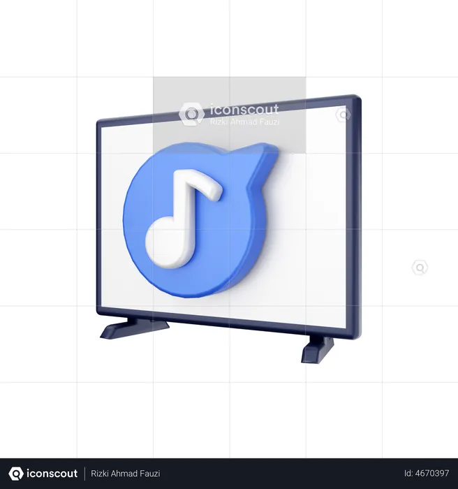 Smart Tv Music Player  3D Illustration