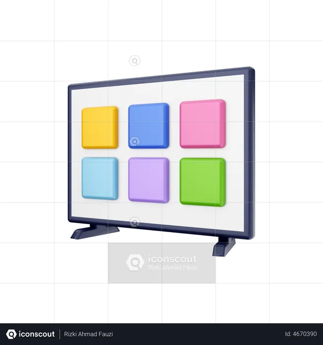 Smart Tv Screen Color  3D Illustration