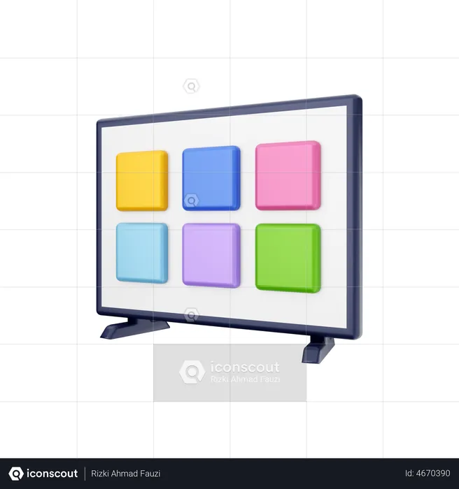 Cor da tela da smart tv  3D Illustration