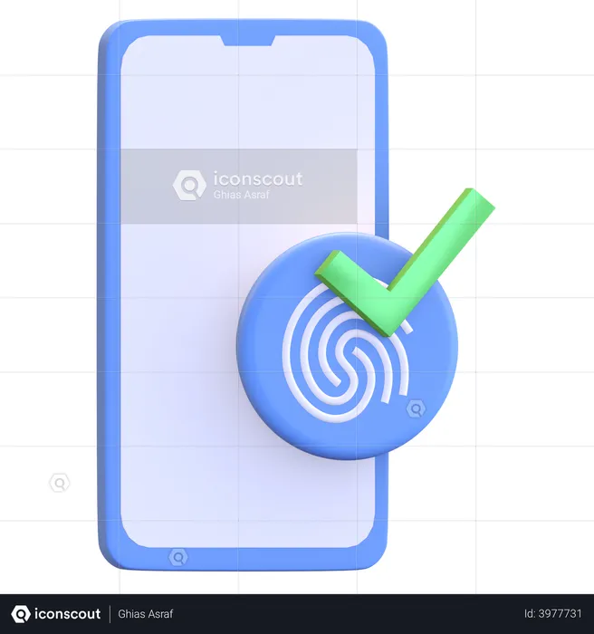 Smartphone biometric authentication  3D Illustration