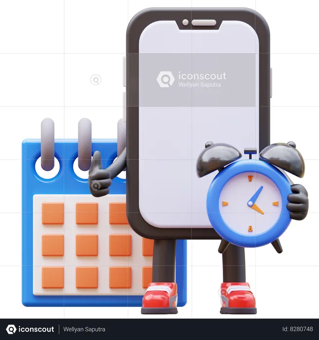 Smartphone Character Making A Schedule For Deadline  3D Illustration