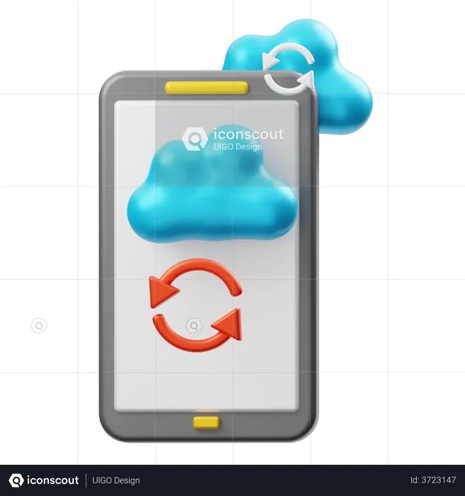 Smartphone Cloud Synchronization  3D Illustration