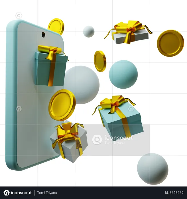 Smartphone com presentes  3D Illustration