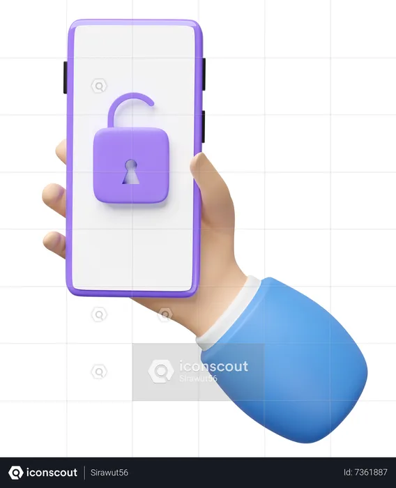 Mão segurando smartphone desbloqueado  3D Icon