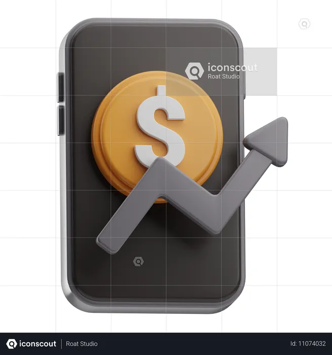 Smartphone et pièces de monnaie  3D Icon