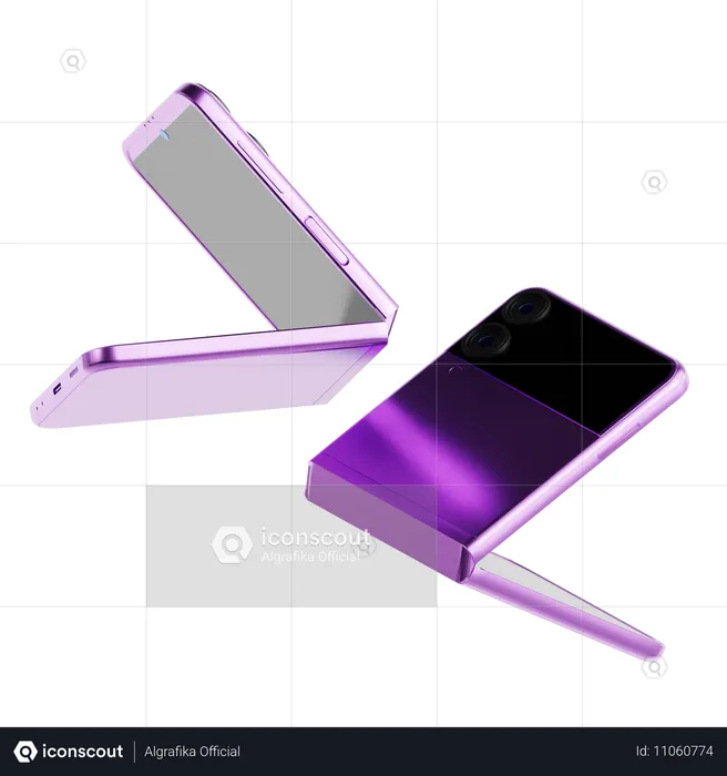 Smartphone Flip Purple Color  3D Icon