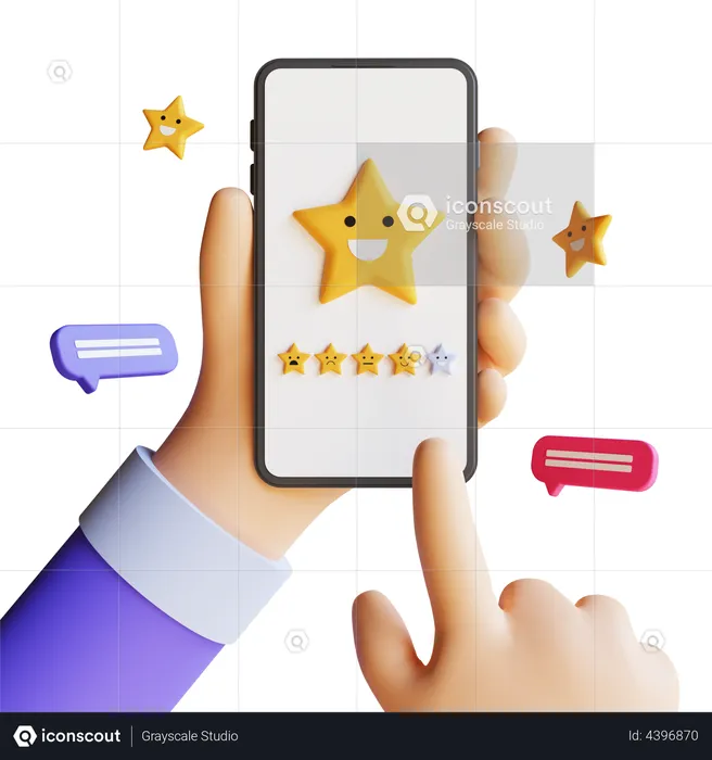Smartphone Shopping Review  3D Illustration