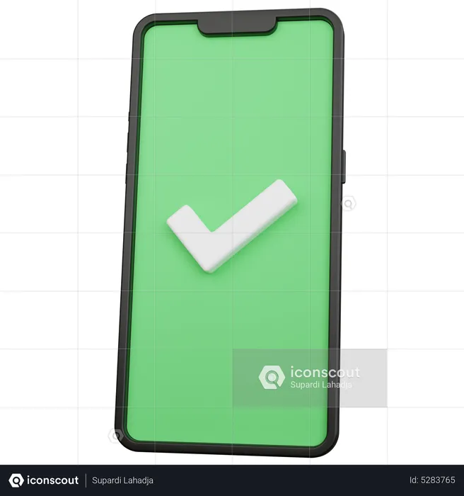Smartphone With Check Mark  3D Icon