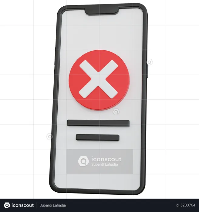 Smartphone With Cross Mark  3D Icon