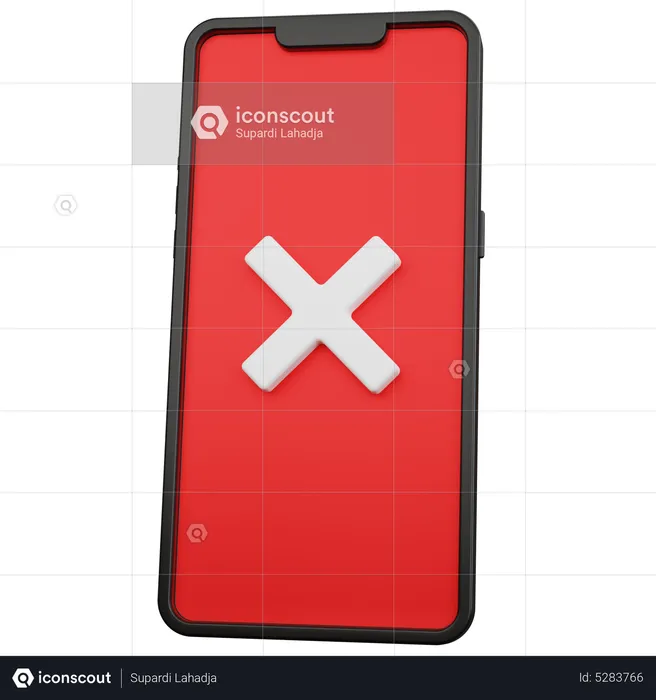 Smartphone With Cross Mark  3D Icon