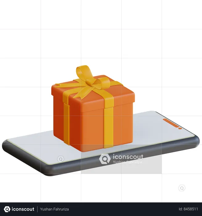 Smartphone with gift box  3D Icon